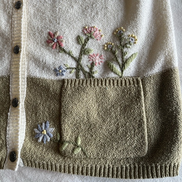 VTG Northern Reflections Hand Embroidered Cardigan Grannycore Cottagecore 90’s - Picture 6 of 13